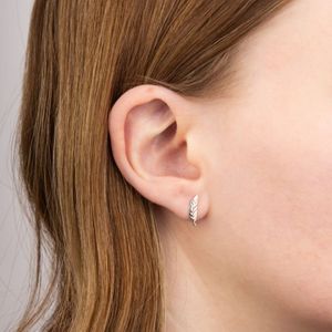 9ct White Gold Feather Motif Stud Earrings