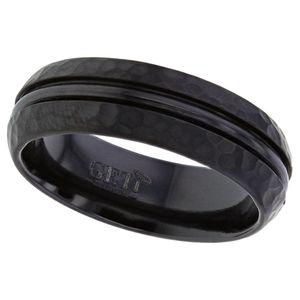 Preview image of Zirconium 7mm Court Hammered Finish Gents Wedding Ring