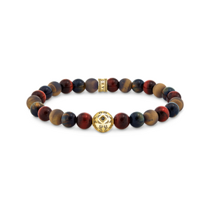 Preview image of Thomas Sabo Red Tiger Eye Gold Plated Bead Bracelet 