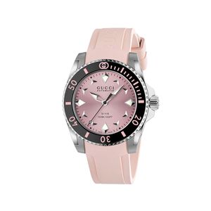 Preview image of Gucci Dive 36mm Pink Steel Automatic Rubber Strap Watch