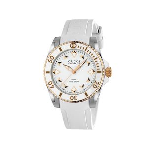 Preview image of Gucci Dive 36mm White Steel Automatic Rubber Strap Watch