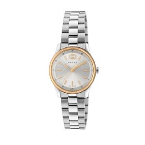 Preview image of Gucci G-Timeless 29mm Slim Silver Diamond Dot Bi Colour Quartz Bracelet Watch 
