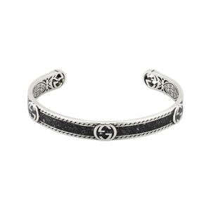 Gucci Interlocking Black Enamel Bangle 