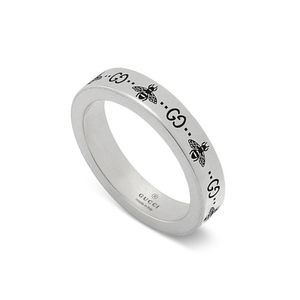 Preview image of Gucci Signature Double G and Bee Sterling Silver 4mm Ring