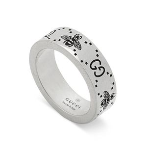 Preview image of Gucci Signature Double G and Bee Sterling Silver 6mm Ring