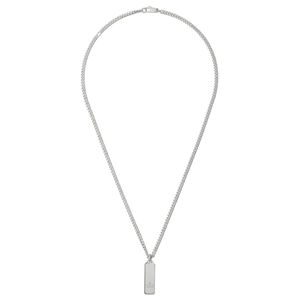 Gucci Tag Diagonal Silver Necklace