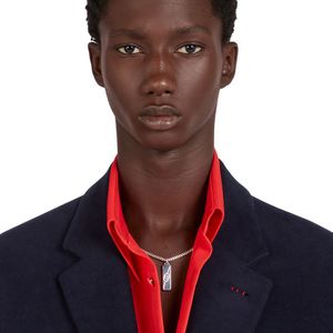 Gucci Tag Diagonal Silver Necklace