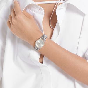 Preview image of Gucci G-Timeless 29mm Slim Silver Diamond Dot Two-Tone Quartz Bracelet Watch 