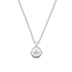 Gucci Trademark Hexagon Silver Necklace & Earrings Gift Set