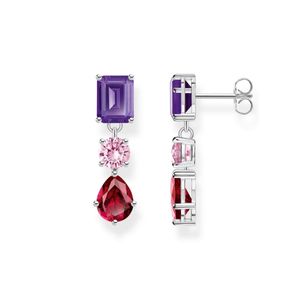 Preview image of Thomas Sabo Red, Pink & Violet Different Cut Stones Silver Stud Earrings