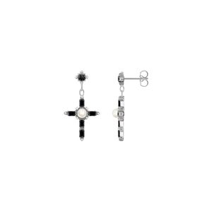 Preview image of Thomas Sabo Silver Cross Romance Cubic Zirconia Black Stone Set Drop Earrings