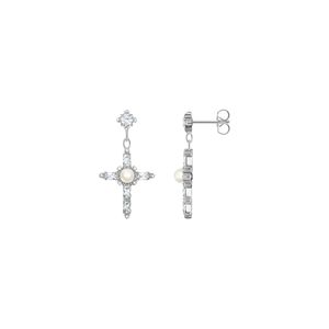 Preview image of Thomas Sabo Silver Cross Romance Cubic Zirconia White Stone Set Drop Earrings