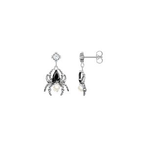 Preview image of Thomas Sabo Silver & Black Spider Romance Stone Set Drop Earrings 