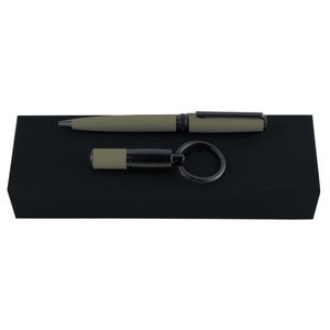 Preview image of Hugo Boss Gear Matrix Khaki Ballpoint Pen and Keyring Set 