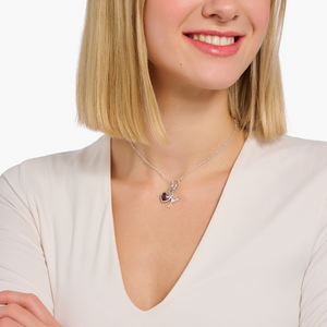 Preview image of Thomas Sabo Heart Shaped Red Stone Silver Charm