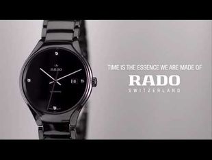 Rado True 30mm Black Ceramic Gold Diamond Quartz Bracelet Watch