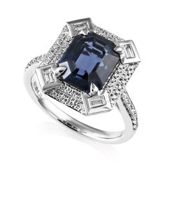Preview image of PLATINUM BLUE SPINEL 4.30 & DIAMOND .44 RING