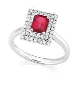 Preview image of PLATINUM RUBY .88 & DIAMOND .31 RECTANGLE CLUSTER RING