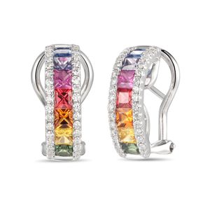 Preview image of 18CT WHITE GOLD FANCY SAPPHIRES 1.76 & DIAMOND .37 CLIP EARRINGS