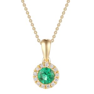 Preview image of 18CT GOLD EMERALD .15 & DIAMOND .04 CLUSTER PENDANT