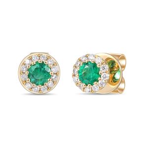 Preview image of 18CT GOLD EMERALD .24 & DIAMOND .12 CLUSTER EARRINGS