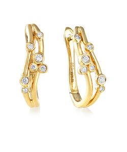 Preview image of 18CT GOLD DIAMOND .15 BUBBLE HOOP EARRINGS
