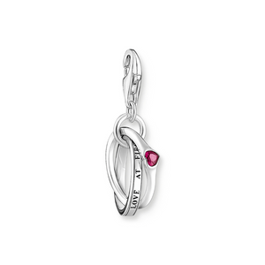 Preview image of Thomas Sabo Two Linked Rings With Red Stone Silver Charm 