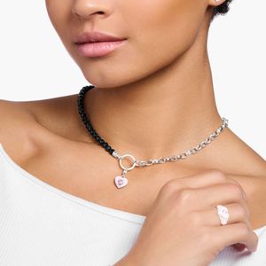 Thomas Sabo Onyx Bead Silver Charm Necklace 