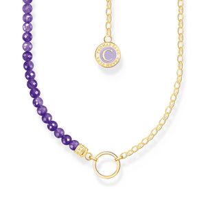 Preview image of Thomas Sabo Charmista Violet Beads Gold Plated Necklace