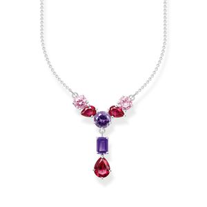 Preview image of Thomas Sabo Zirconia Y-Shape Violet Silver Necklace