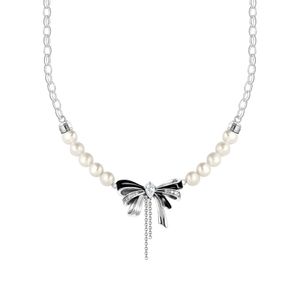Preview image of Thomas Sabo Silver Romance Bow Pearl Cubic Zirconia Necklace