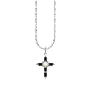 Preview image of Thomas Sabo Silver Black Cubic Zirconia Cross Pearl Necklace 