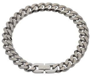 Preview image of Unique Steel Matt and Polished Curb Bracelet