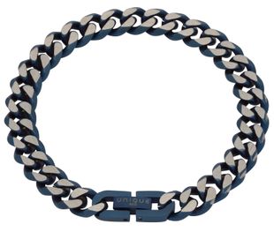 Preview image of Unique Blue Steel Matt and Polished Curb Bracelet