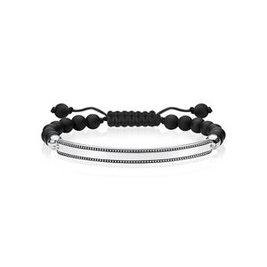Preview image of Thomas Sabo Rebel Obsidian Beaded Edge ID Bracelet 