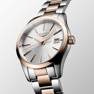 Longines Conquest Classic 34mm Steel Two Tone Silver Quartz Bracelet Watch