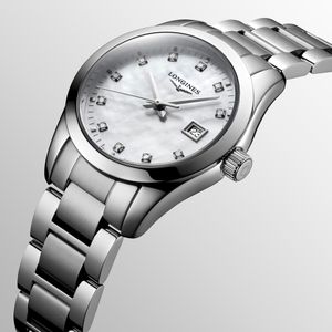 Longines Conquest Classic 29.50mm Mother of Pearl Diamond Quartz Bracelet Watch