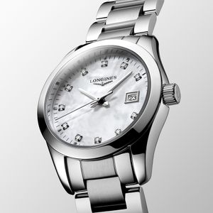 Longines Conquest Classic 29.50mm Mother of Pearl Diamond Quartz Bracelet Watch