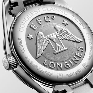 Longines Conquest Classic 29.50mm Steel Mother of Pearl Diamond Bezel Quartz Bracelet Watch