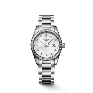 Preview image of Longines Conquest Classic 29.50mm Steel Mother of Pearl Diamond Bezel Quartz Bracelet Watch