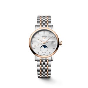Preview image of Longines Elegant 30mm Steel & Rose Gold Diamond Moonphase Quartz Women's Bracelet Watch