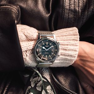Longines Legend Diver 42mm Steel Black Automatic Mesh Bracelet Watch