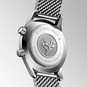 Longines Legend Diver 42mm Steel Black Automatic Mesh Bracelet Watch
