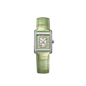 Preview image of Longines Mini DolceVita Steel Green Quartz Diamond Leather Watch