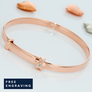Little Star Gracie Diamond Rose Gold Baby Bangle 