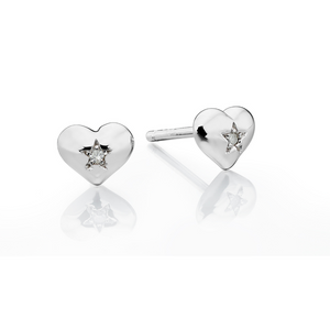 Preview image of  Little Star Suri Diamond Heart Stud Earrings