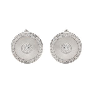 Preview image of Unique Pave Cubic Zirconia Disc Earrings