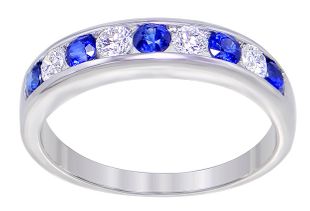 Preview image of 18CT WHITE GOLD SAPPHIRE .42CT & DIAMOND .27CT CHANNEL SET RING