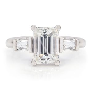 Preview image of 'Miracle on 34th Street' Platinum 1.98ct Emerald Cut Diamond Shoulder Set Solitaire