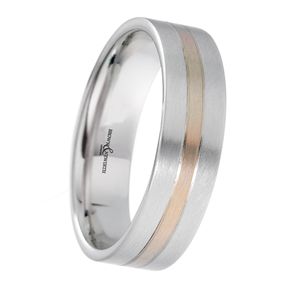 Preview image of 9ct White and Rose Gold 6mm Two Tone Gents Wedding Ring
